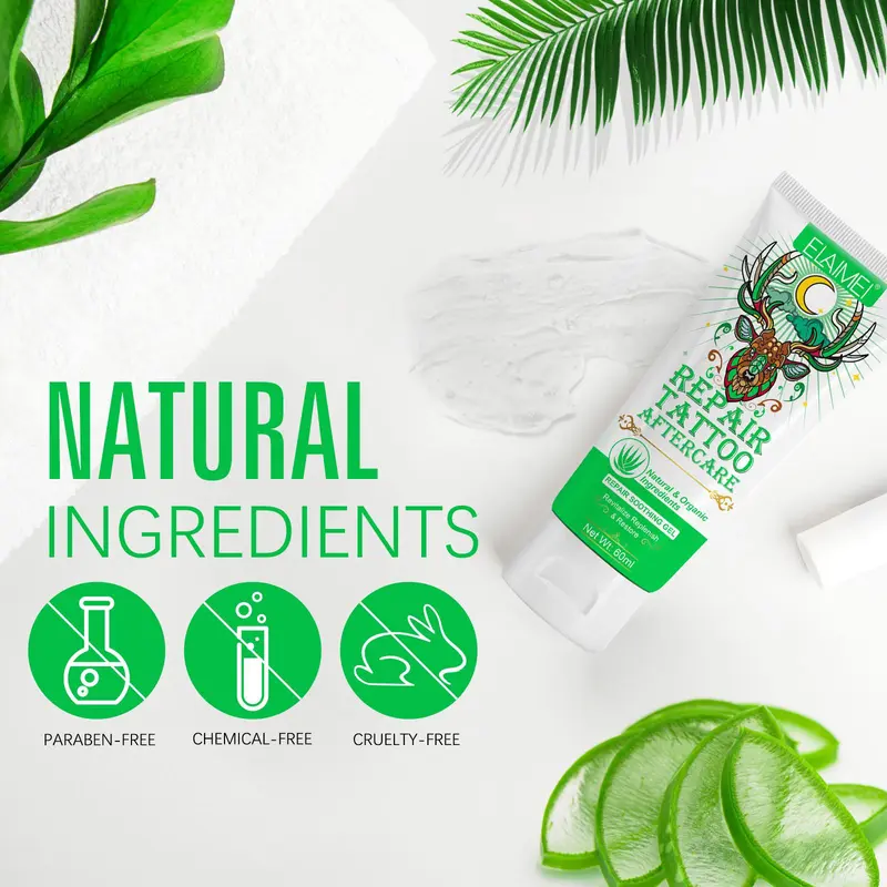 Aloe Vera Tattoo Repair Gel, Moisturizing Tattoo Aftercare Gel, Hydrating Body Care Product for Men & Women 3