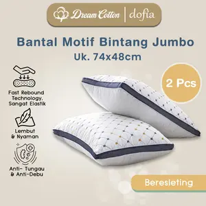 [Promo Beli 2 Lebih Hemat] Dreamcotton Bantal Tidur Jumbo, Bantal Microfiber Motif Bintang, Fast Rebound Tekonologi, Uk 74x48cm