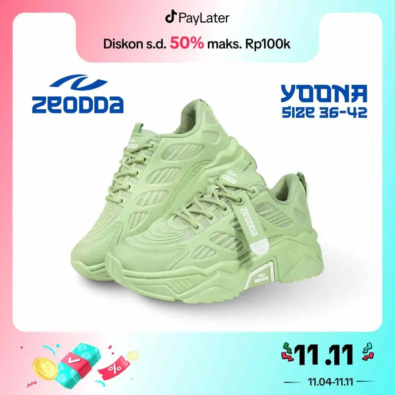 Zeodda Yoona V2 Sepatu Sneakers Wanita Casual Shoes Olahraga  - Full Pink - Karet, Black 1031 2