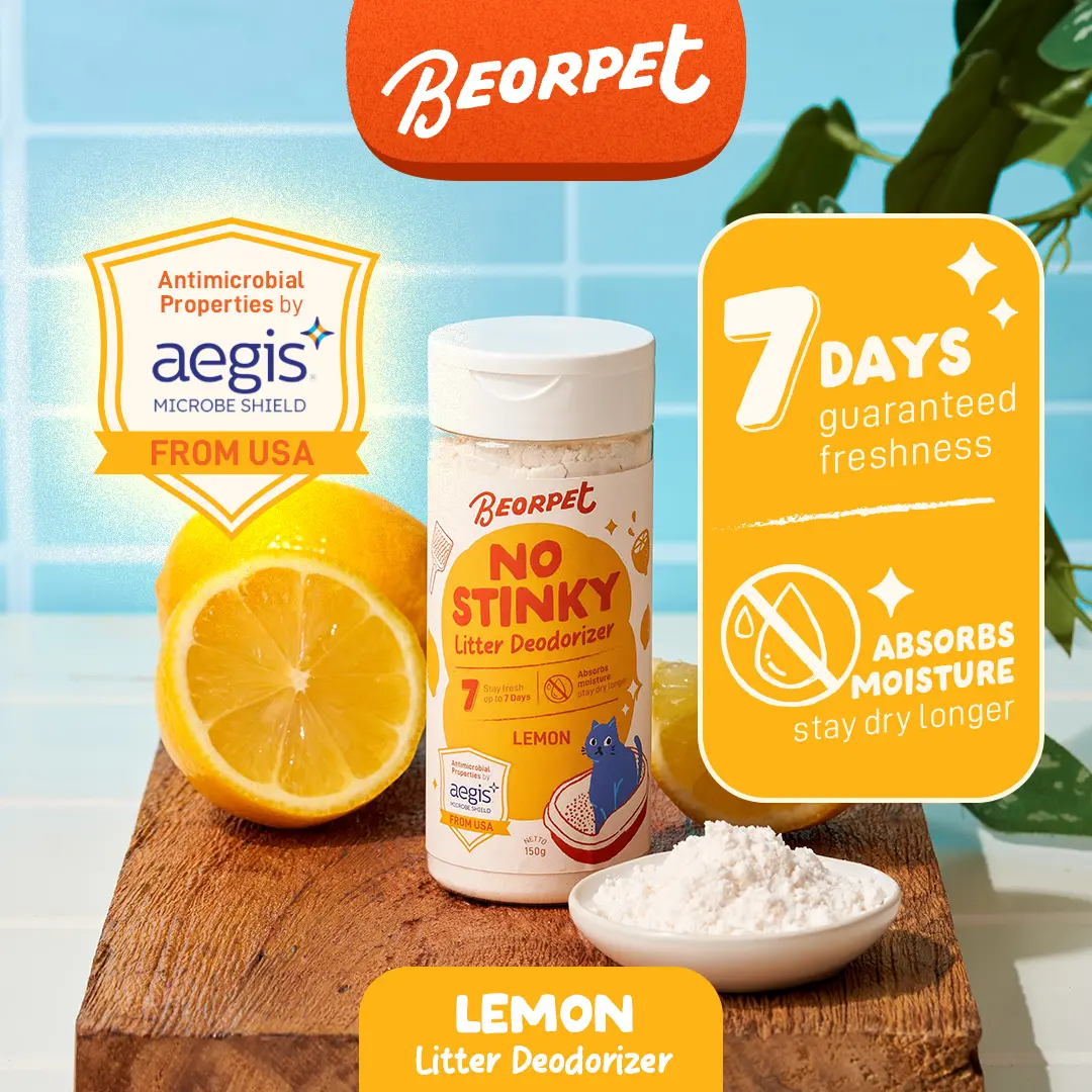 Beorpet Litter Deodorizer No Stinky Lemon - Penghilang Bau Litter Box Kucing dan Anjing