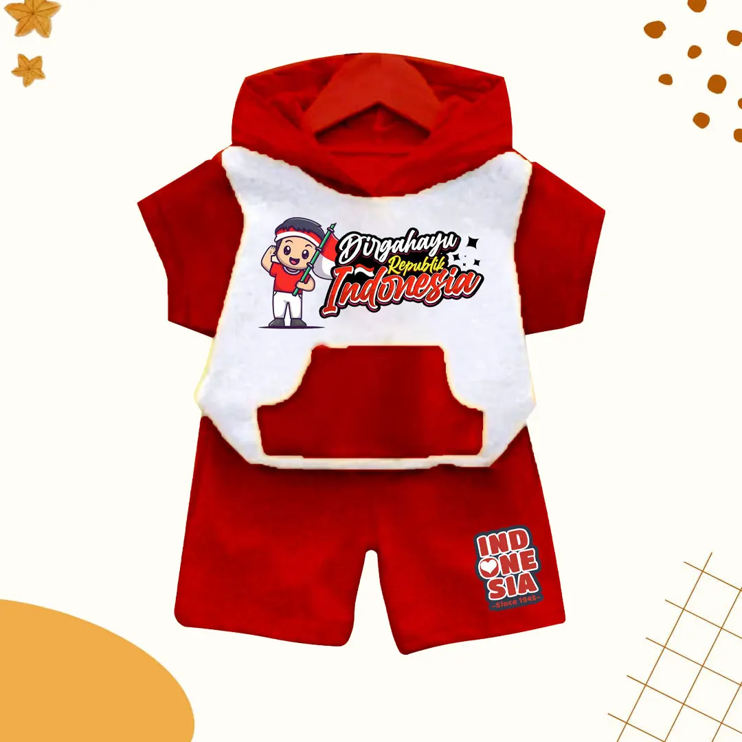 Setelan anak hoodie celana pendek kemerdekaan indonesia usia 1-5 tahun set anak terbaru Parsel