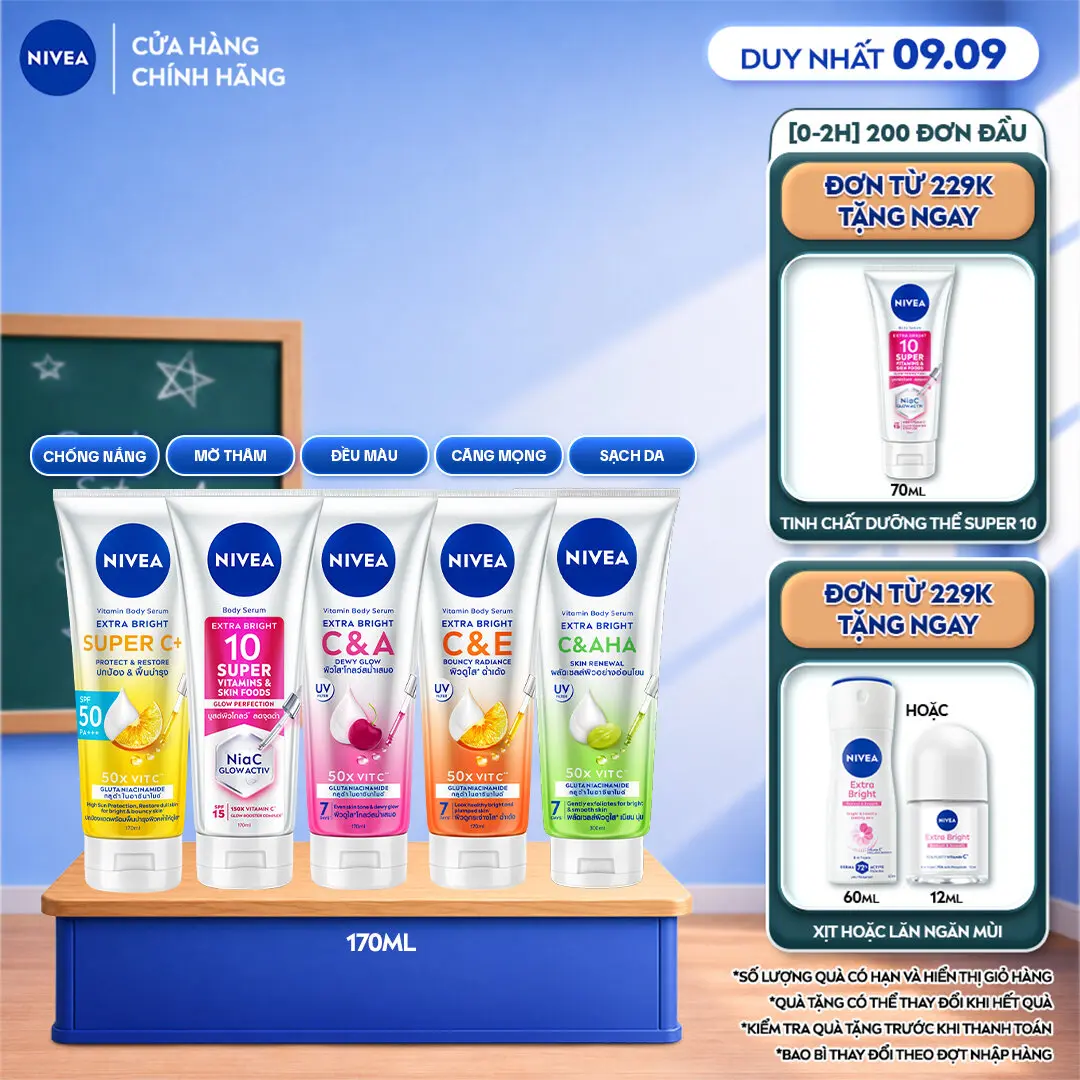 Tinh Chất Dưỡng Thể NIVEA Extra Bright Giúp Da Sáng Mượt & Làm Mờ Vết Thâm Sạm - 99195/93824/80372/84374/99197