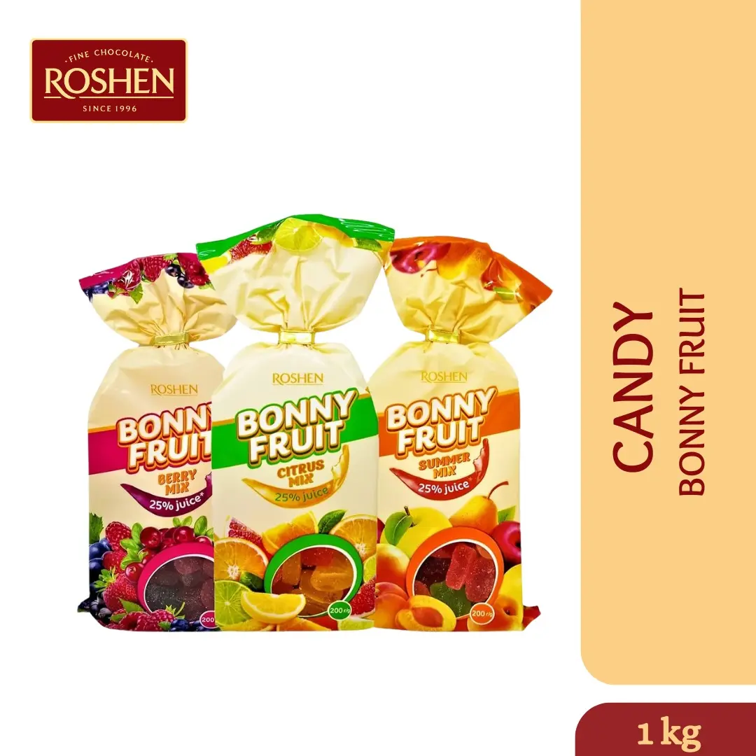 ROSHEN BONNY FRUIT JELLY GUMMY GULA GULA 200G HALAL Snack Candy Food Fruity coklat  roshen