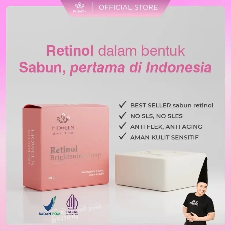 [DISTRIBUTOR] Hiqween Retinol Brigthening Soap - Facial Wash Sabun Cuci Muka Untuk Memudarkan Flek Hitam dan Mencerahkan 2