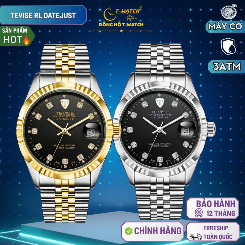 Đồng hồ cơ TEVISE datejust Cơ Automatic Cao Cấp Mạ Vàng Đính Chống Rỉ Chống Nước Tốt Đeo Tay Watch Nam