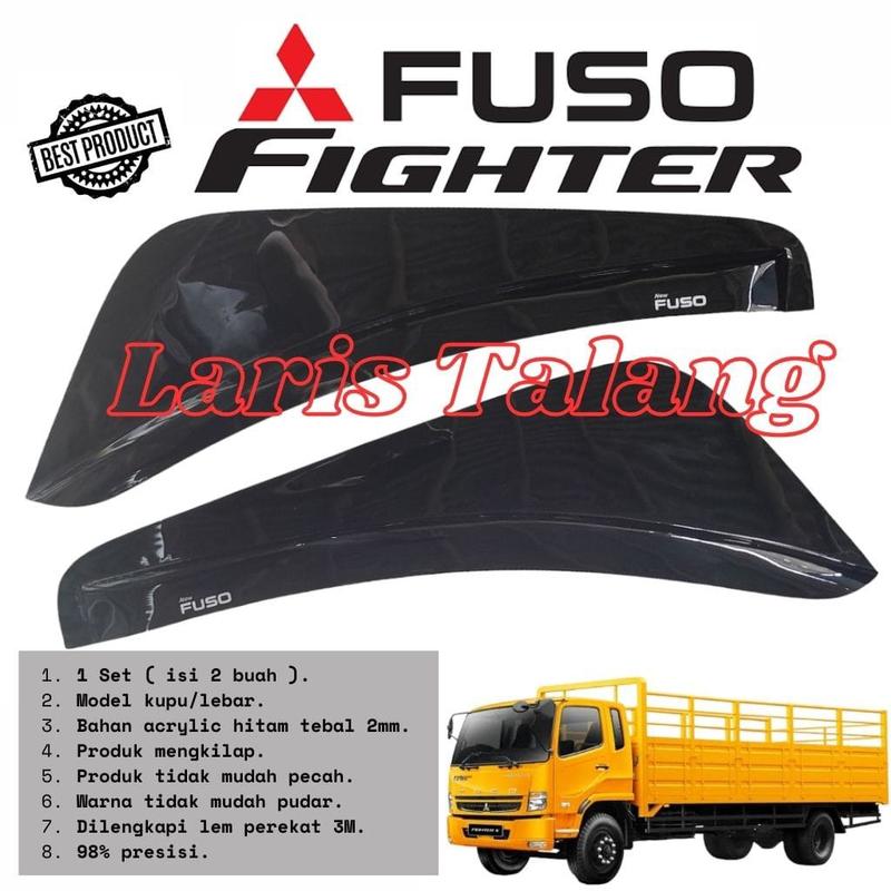 Product Introduction of Talang Air Mobil Model Fuso Fighter Lebar/Kupu Kupu Tahun 2019 Up - 1 Set (Kiri dan Kanan) dengan Lem Perekat Double Tape Car Penutup 1