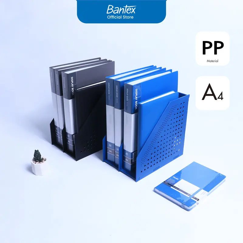 Bantex Magazine Holder / File Tray / Rak Buku Majalah Bahan PP Dapat Dilipat | 2 Sekat BJ7692 Blue Black
