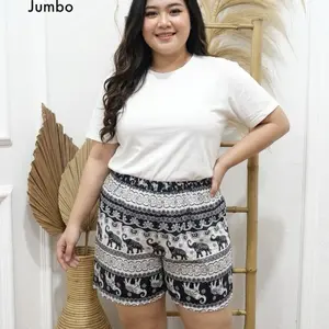 Kolor JUMBO Bahan Rayon Lp 120 Muat BB 80kg Celana Pendek Wanita Motif Gajah Warna Ungu