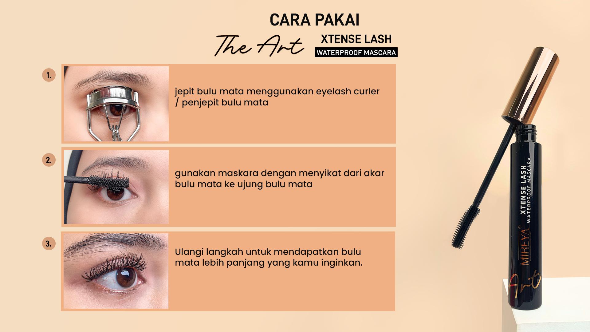 Mireya The Art Mascara Xtense Lash Waterproof - Long Lasting 24H | 3-in-1 Full Boost: Extending, Volumizing & Nourishing with Hyaluronic Acid, Aloe Vera, Castor Oil | Maskara Tahan Air & Tahan Lama