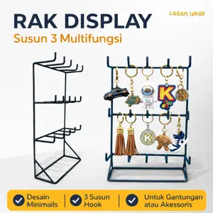 Rak Display Susun 3 Besi Multifungsi - Rak Gantungan Aksesoris Serbaguna Kuat & Estetik