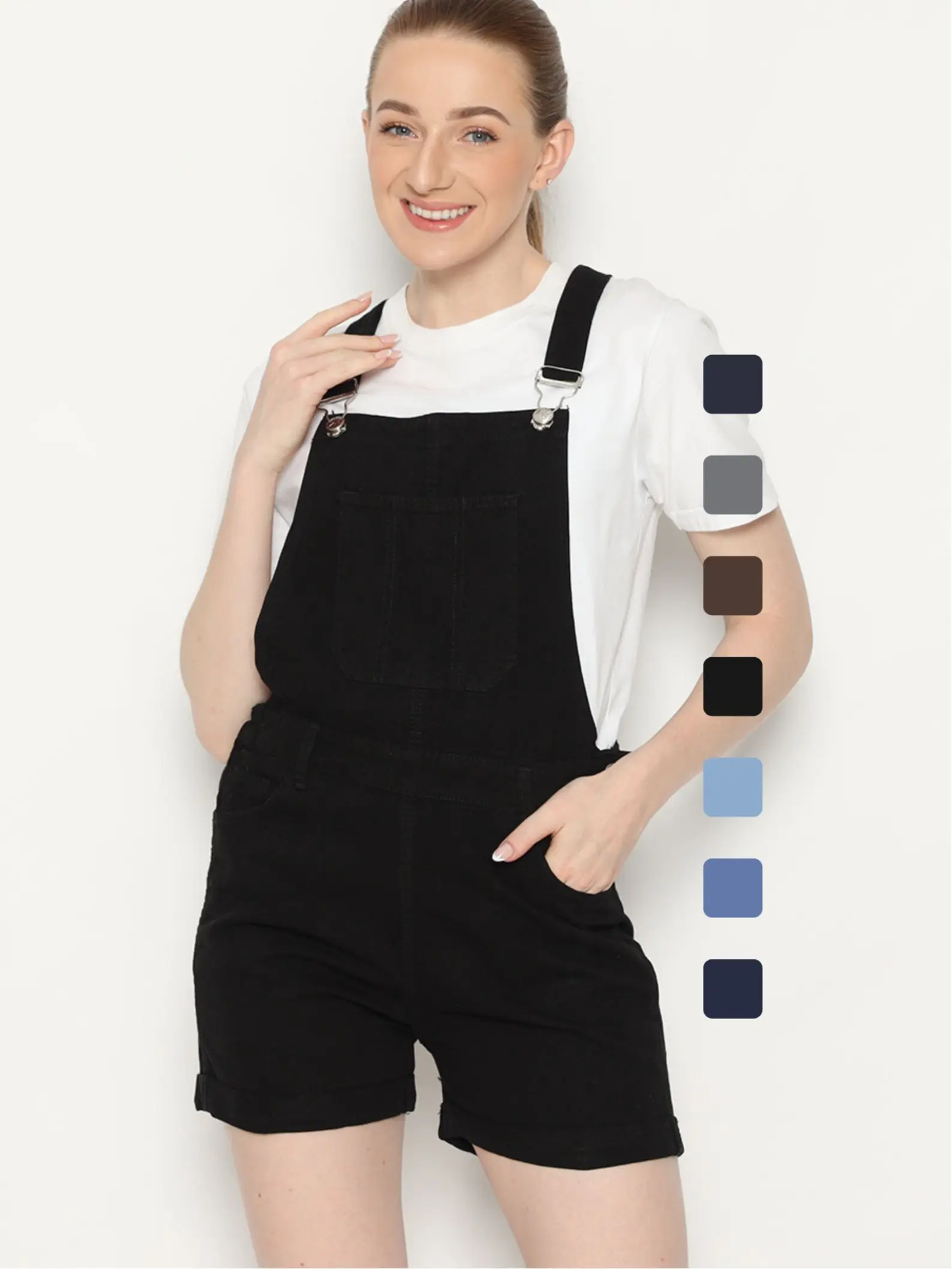 Teal.go Jumpsuit Overall Jeans Hotspant Wearpack Wanita Dewasa Casual