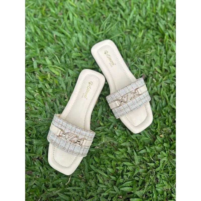 Sendal Flat Kokop Rajut Wanita Terbaru / Sendal Wanita Teplek Kekinian 1