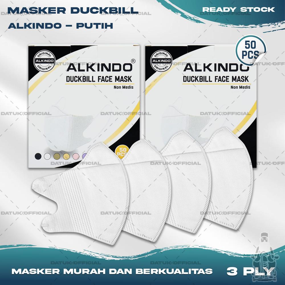 Masker DUCKBILL ALKINDO ISI 50PCS Warna Putih White Surgical Mask - DB ALKINDO PTH
