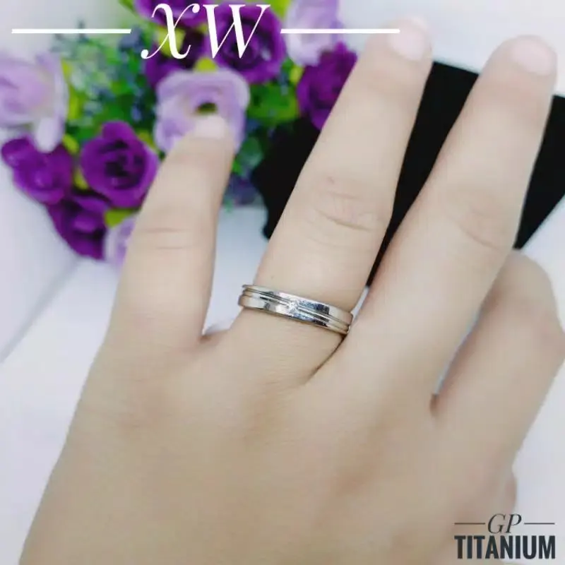 Cincin Kawin Udah Dapat 2 Pcs Cincin, Berlapis Emas 24K Polos Mata silver Bisa COD 7