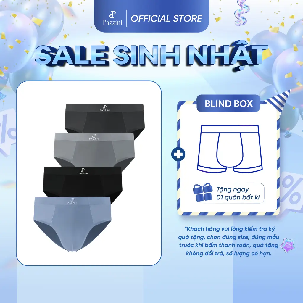 [Tặng BX013] Combo 3 sịp tam giac nam PAZZINI thun lạnh quần lót kháng khuẩn, không để vết hằn trên da, kháng khuẩn BF006