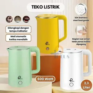 Teko Listrik 2.3 Liter Full Stainless Steel Pemanas Air Electric Kettle 600 Watt Teko Listrik Pemasak Air Teko Untuk Rebus Air