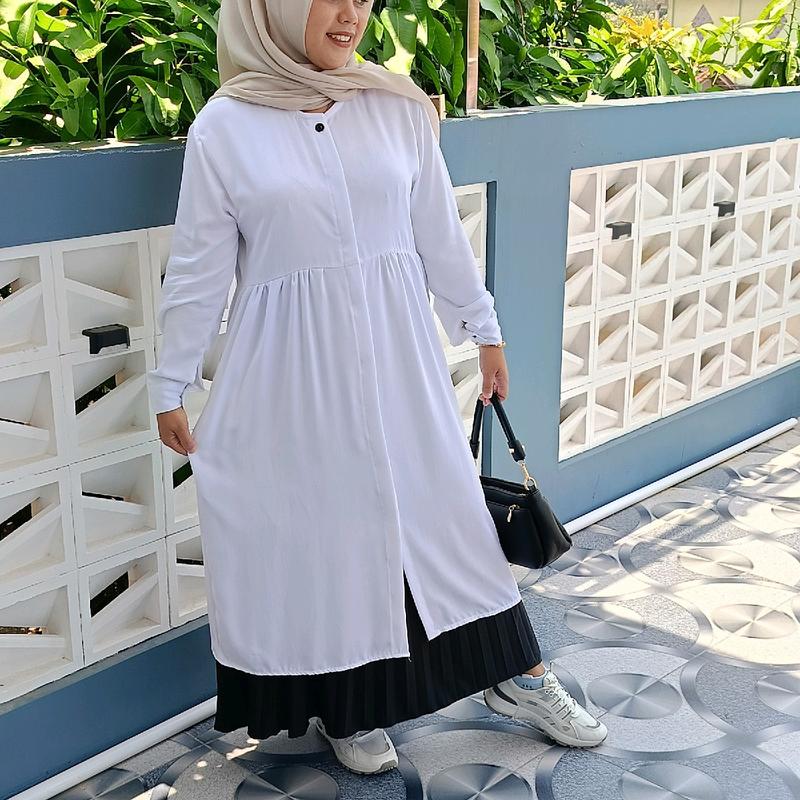 ATASAN WANITA LONG TUNIK  Muslim FFA SERIES BAHAN RAYON TWILL PREMIUM  Tebal DAN  Lembut   size S, M, L, XL, XXL 3