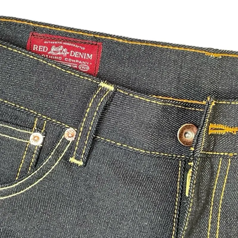 Celana pria denim dana pelajar Sanforized 15 Oz Black Indigo Original Best 4