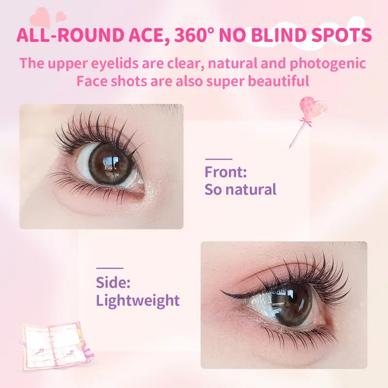 PIPIWAYA Paket Ekstensi Bulu Mata Idol Eyelash Extension 10-12mm - Klaster Bulu Mata Tipis, Lengkungan C+, Tampilan Natural, Termasuk Bulu Mata Bawah, Dapat Dipakai Ulang, Lash Clusters Cocok untuk DIY di Rumah 5