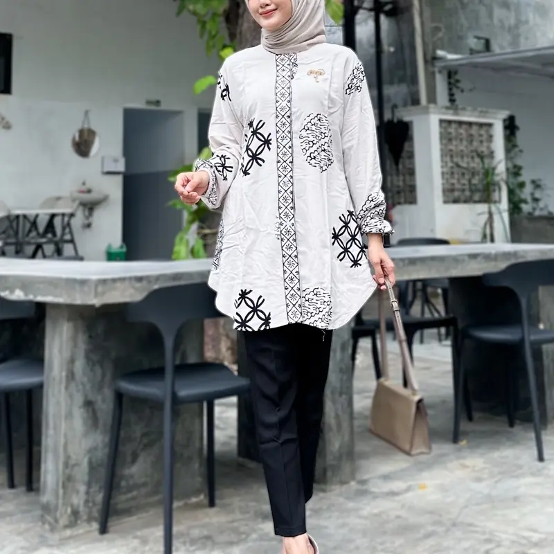BLOUSE NAJAH BAHAN RAYON TEBAL UKURAN L, XL, XXL BLOUSE MUSLIM CANTIK. Kancing Kerah Basic 2