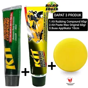 Paket Kompon 60gr Rubbing Compound + Original Wax 60gr + busa poles 10cm untuk Perawatan Mobil & Motor