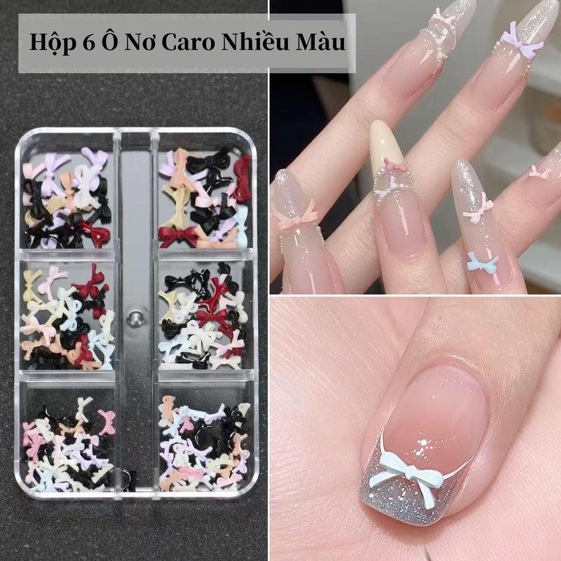  Nơ mini 6 lưới Nơ kiểu Pháp đầy màu sắc màu sắc hỗn hợp phụ kiện làm móng nghệ thuật bằng Resin 