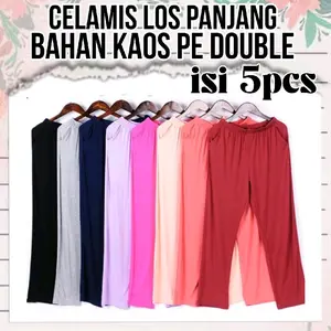 celamis Los Panjang isi 5 PE double Legging Panjang Dewasa Daleman Wanita Celamis celana Daleman Gamis muslimah - Celana Panjang harian
