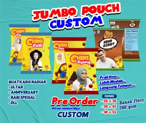 Pouch Snack Jumbo/Pouch Snack Ulang Tahun/Pouch giant snack Flexy Tas Ultah/ Kantong Souvenir / Bingkisan Birthday/Bungkus Kado Jumbo custom