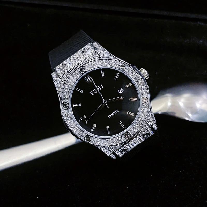 YSHI Đồng Hồ Nam nữ HUB601 Đính đá Dây silicon Khóa thông minh Sang trọng Cao cấp Phụ Kiện Thời Trang Nam, Đồng Hồ Nam đẹp boy phố, Đồng hồ thiết kế chính hãng.