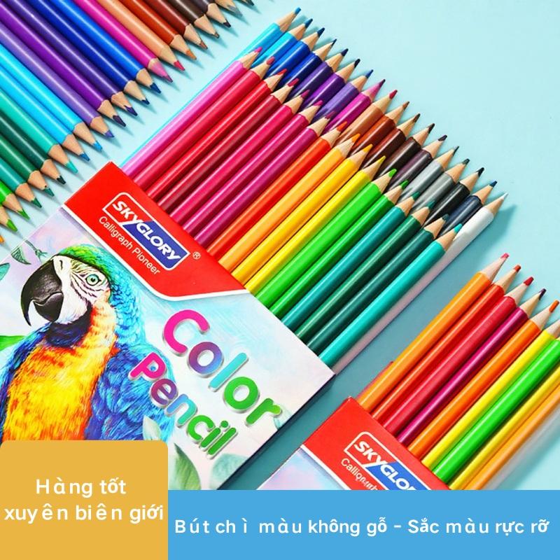  Bút chì màu dầu - Hộp 18 24 36 48 màu cho học sinh - Dụng cụ mỹ thuật cho trẻ em - Tặng kèm tẩy & gọt bút chì - Miễn phí vận chuyển 