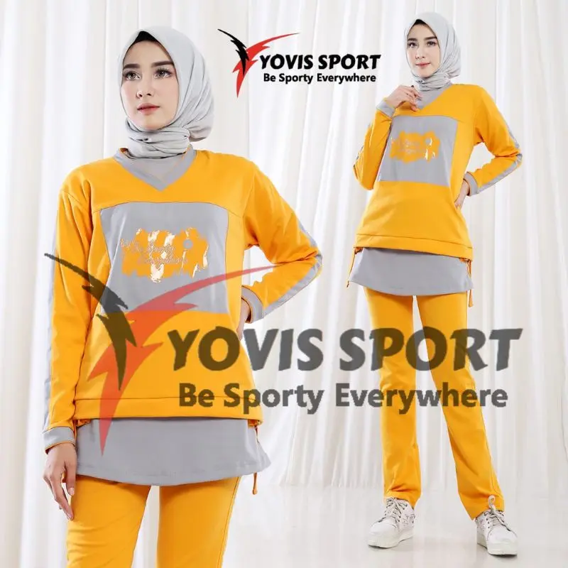 Setelan Senam Joger Wanita Sablon Yovis Sport Original 3
