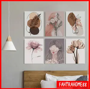 Hiasan Dinding Wall Decor Abstrak Minimalis Dekorasi - Poster Dinding Flower Art Paku