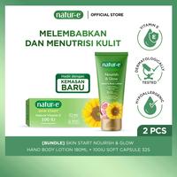 Gambar [NEW PACKAGING]  [INSIDE OUT] Natur-e Skin Start Nourish & Glow Hand & Body Lotion 180 ml + Soft Capsule 100IU 32s - Body Lotion untuk Kulit Kering | Vitamin E & Ekstrak Pomegranate| Melembabkan & Menutrisi Kulit| UV Protection| Melembabkan Hingga 8 Jam - + Free Ceraglow Serum dari Natur-E Indonesia Kota Tangerang 1 Tokopedia