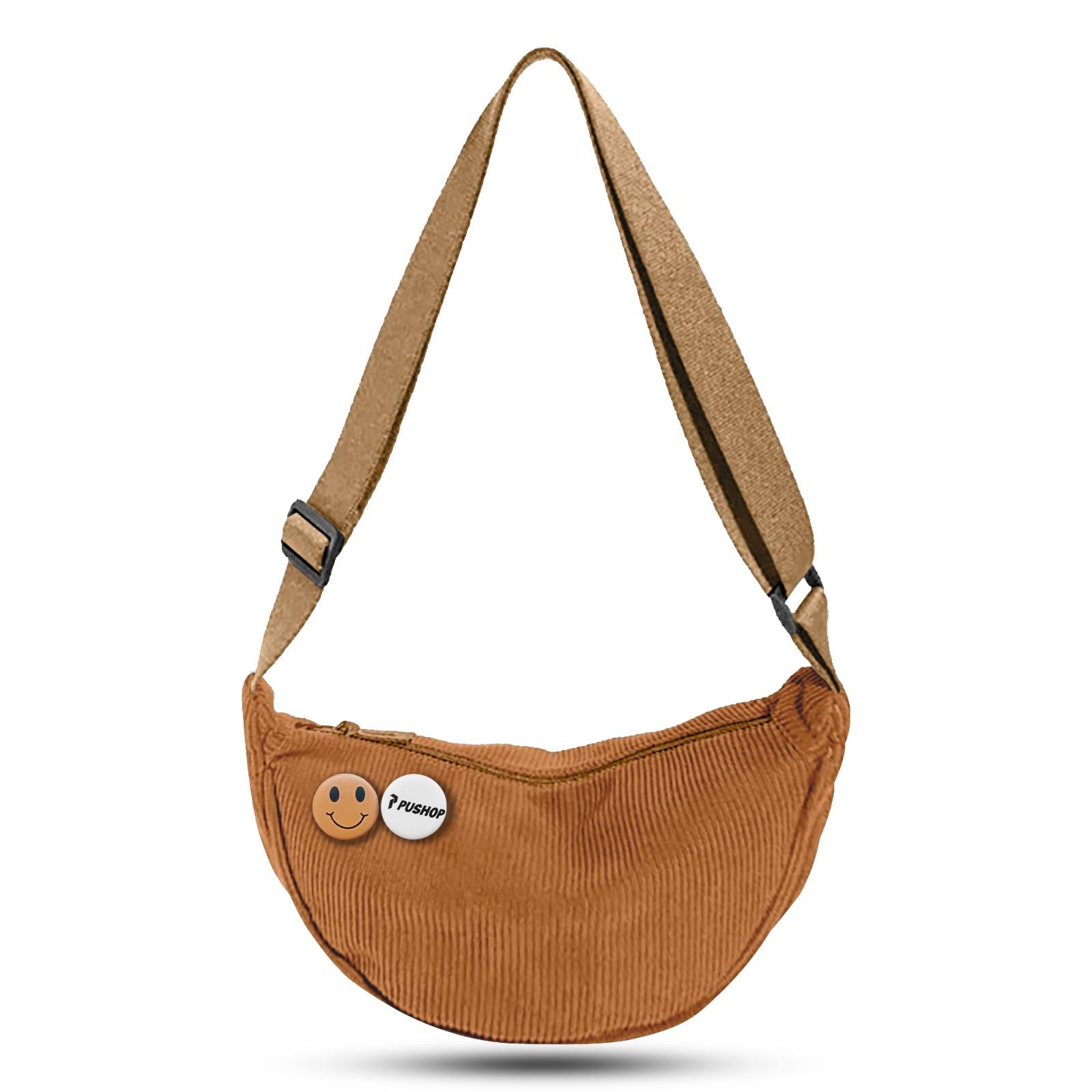 PUSHOP PAKET KOMBO HEMAT Tas Selempang Pria Wanita - Beli 1 Dapat 2 Tas selempang Slingbag Casual Paket Canvas Corduroy Hitam