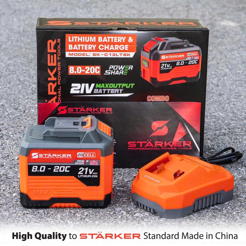 STÄRKER Combo Pin Sạc Lithium 21V 8.0Ah SK-C13LT8K + Bộ Sạc Nhanh USB Dùng Cho Máy Khoan Cắt Vặn Ốc PinLithium SacNhanhAnToan