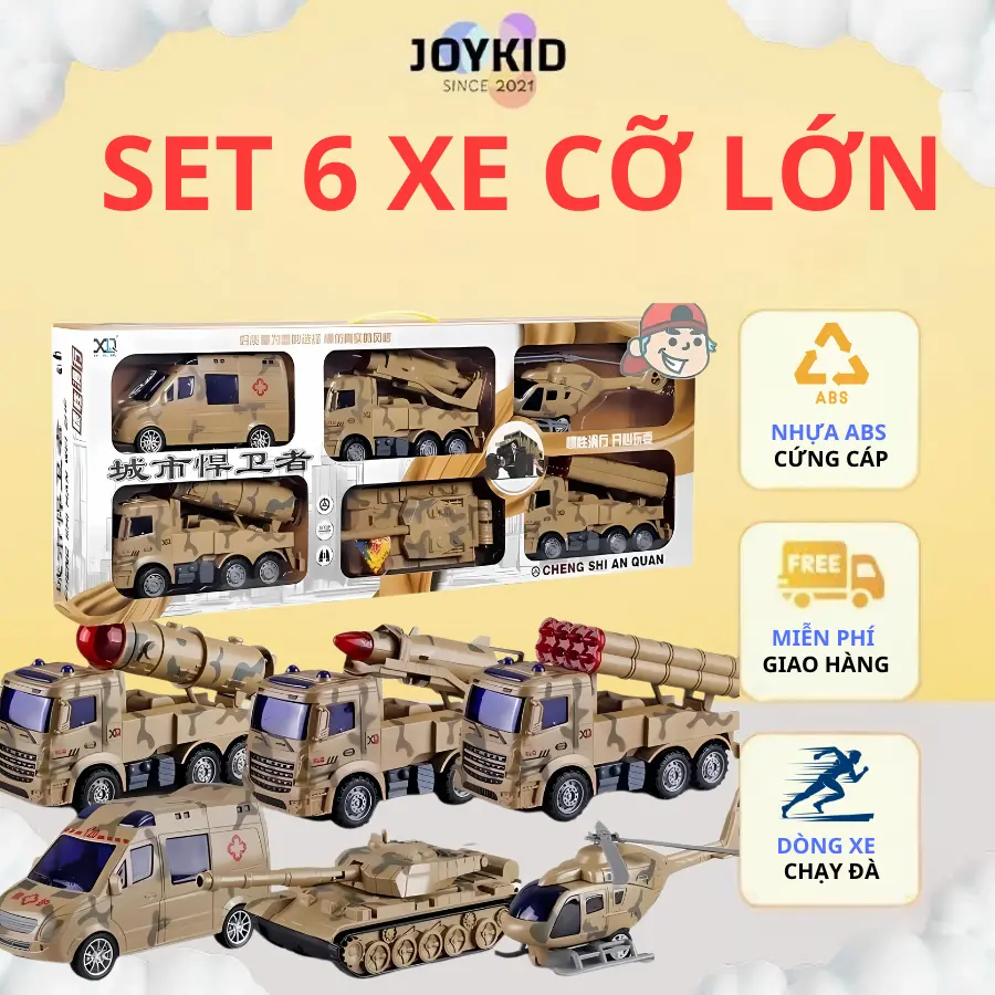 Đồ chơi cho bé trai set 6 xe cỡ lớn bộ 6 cứu hộ, 6 công trường, 6 cảnh sát, 6 cứu hỏa, 6 quân sự, 5 sân bay