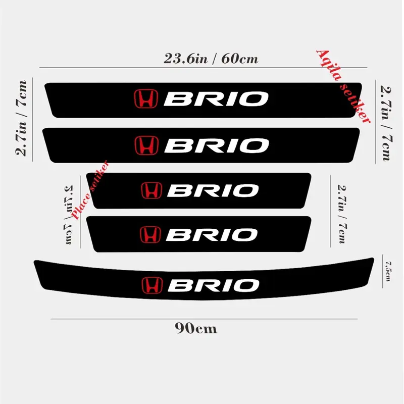 Stiker Door Sill Plate Tulisan Brio Stiker Honda Pelindung Pijakan Lantai Kaki Mobil Bahan Carbon 3D Anti Gores Coklat 5