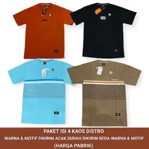 AGFSTORE PAKET KAOS SALUR DAN SIMPEL 4 PCS bahan Semi Katun Lembut Nyaman