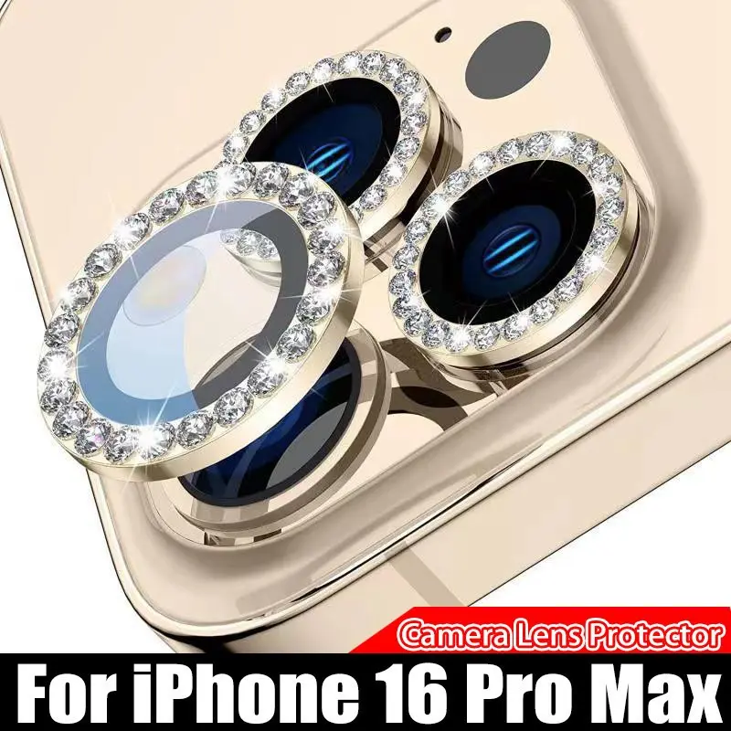 Màng Ống Kính Bảo Vệ Kim Cương Giả, Thích Hợp Cho iPhone 16 Pro Max, 15, 14 Plus, 13, 12 Mini, 11 Pro, Chống Trầy Xước, Chống Vỡ, Chống Sốc, Vòng Bảo Vệ Camera Sau Điện Thoại, 1 Miếng