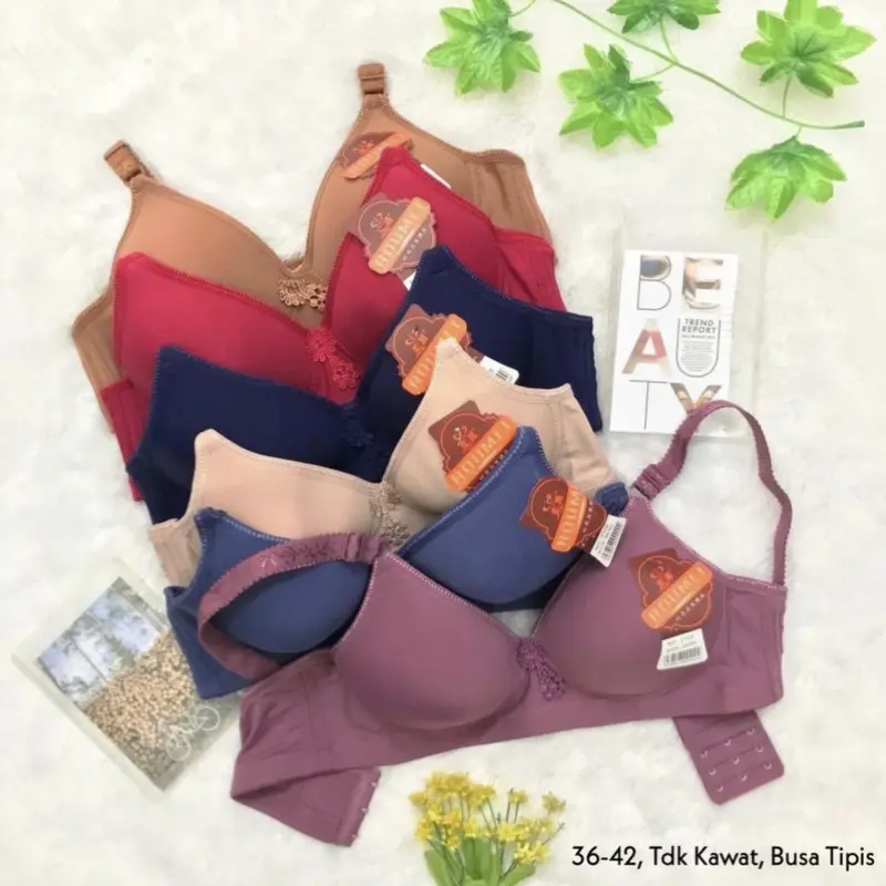 ( PAKET ISI 6 ) BRA ROUMEI MISSLILY TOYAZI KAXILIMAN SIZE 36-42 TANPA KAWAT KAIT 3 polos bh busa lembut tipis wanita 6 pcs 2