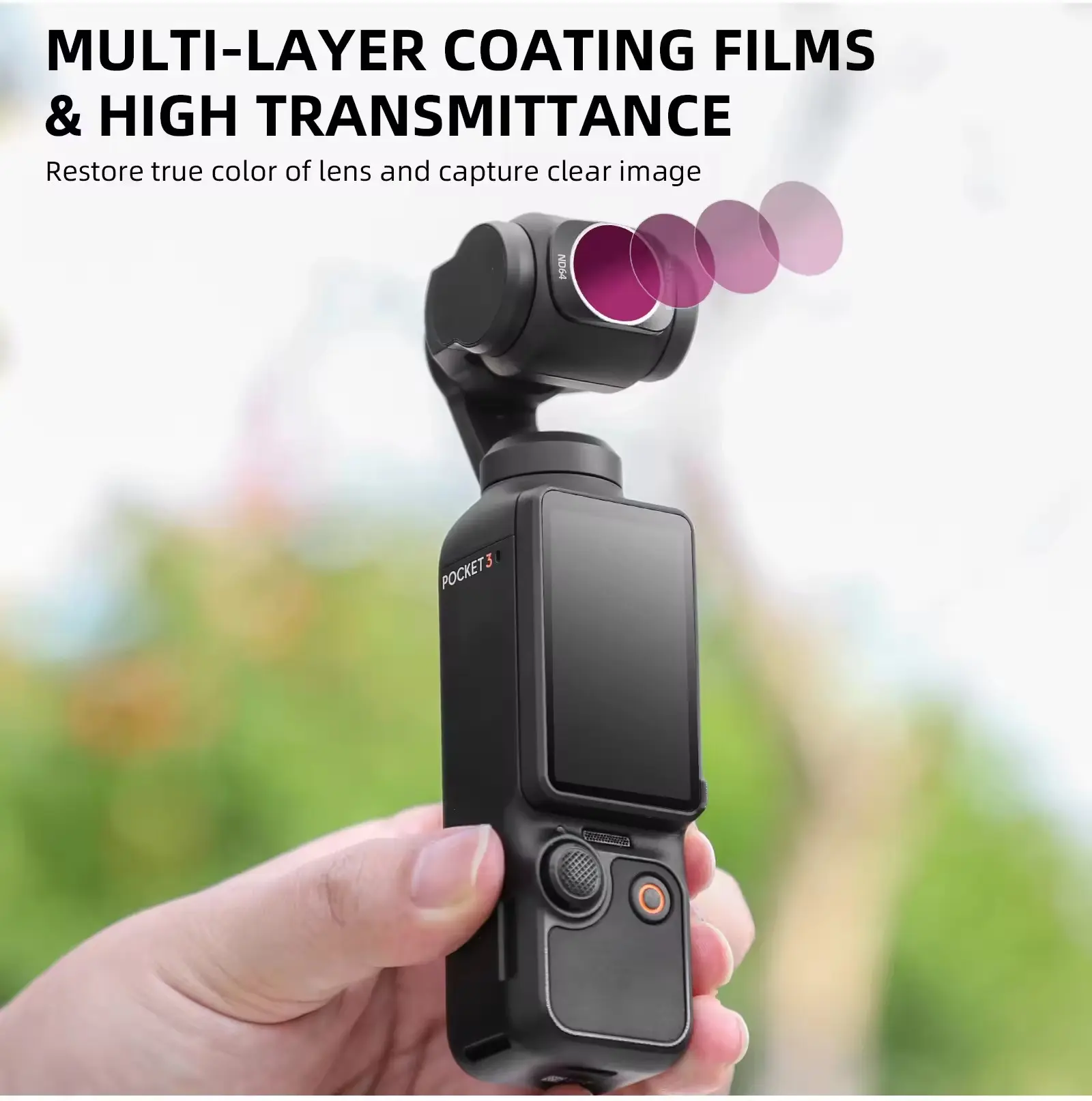 Sunnylife For DJI Pocket 3 Waterproof Anti-scratch ND CPL 4/8/16/32/64  Lens Filters Gimbal Protector Set Filters Set Sport Camera Accessories