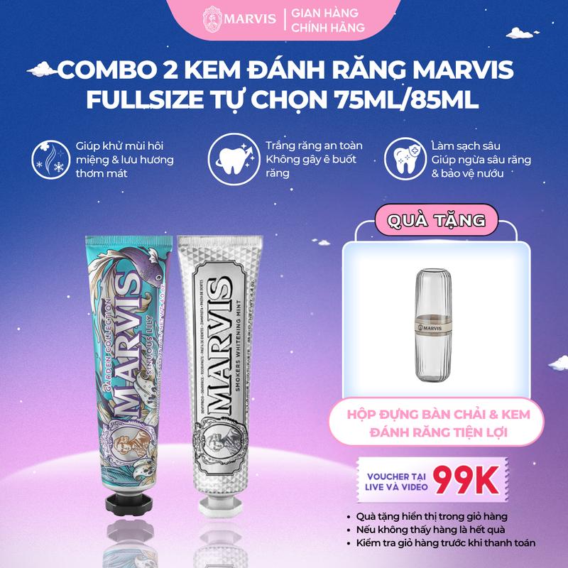 [MV - Mua 2 Nhận 3] Combo 2 Tuýp Kem Đánh Răng Tuỳ Chọn Marvis Whitening/Classic 13 Hương Vị 75/85ml