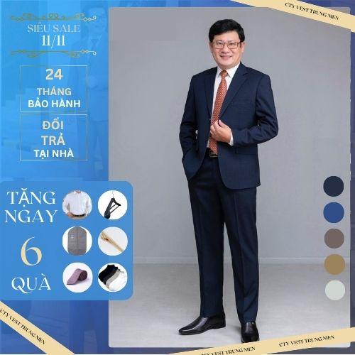 bộ Vest nam bộ quần áo vest nam trung niên 2 lớp cao cấp Polo Menswear Có Cổ Cộc Tay