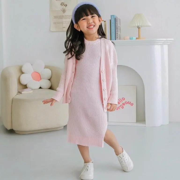 NAJWA - Baju Anak Perempuan Oneset Anak Sesil / Setelan Dress dan Cardigan Anak Perempuan 0