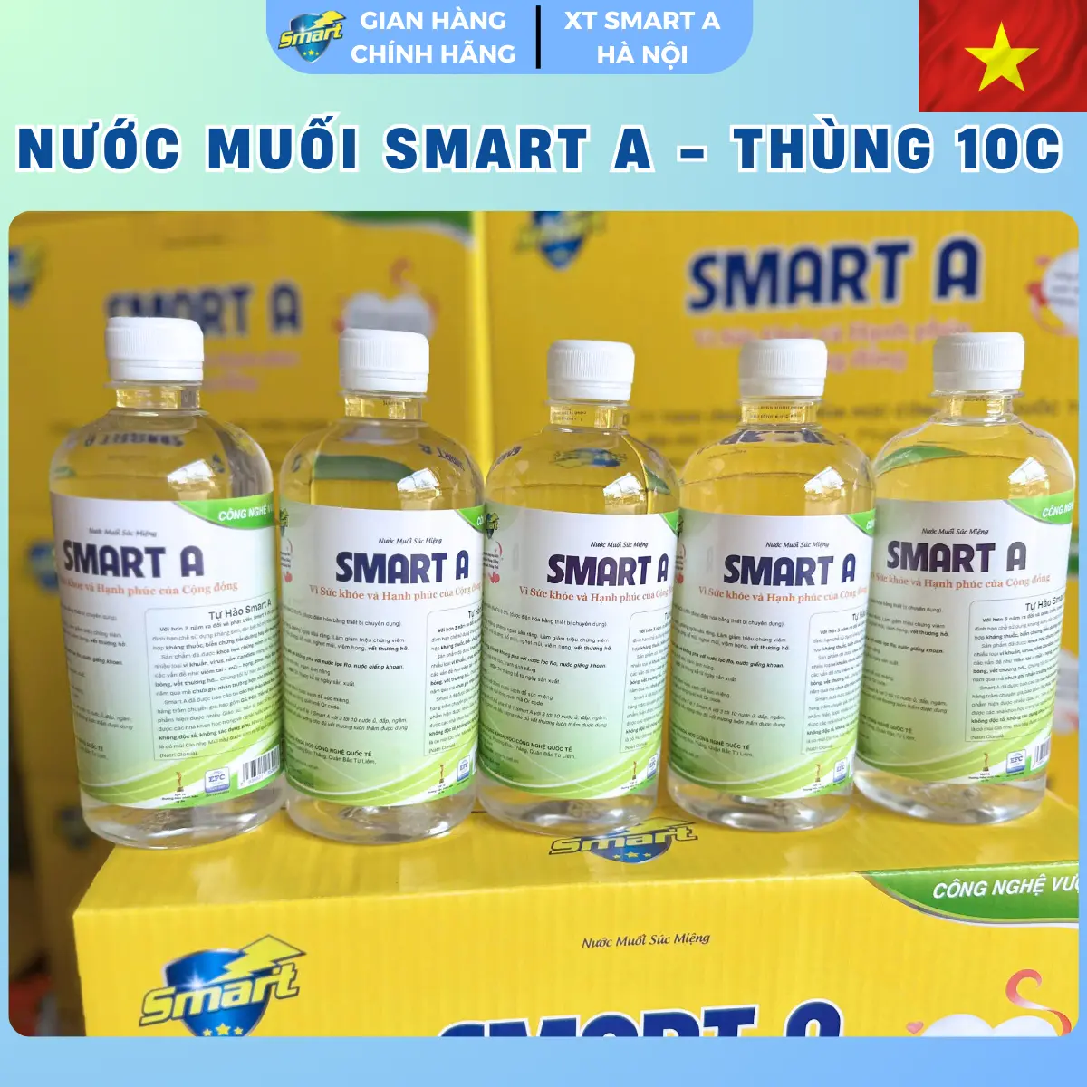 Nước muối Smart A (Nước A) nước muối điện hóa anotyle 0.5% đa công dụng an toàn cho trẻ sơ sinh và phụ nữ có thai