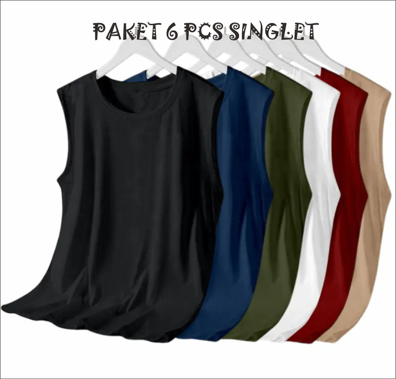 Paketan Kaos Singlet Lekbong Pria Isi 6 Pcs 100ribuan / Kaos Buntung Pria Dewasa 0