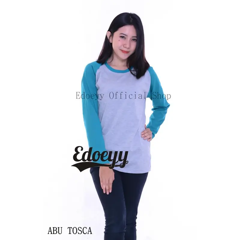 Kaos Raglan Wanita Lengan Panjang - Baju Reglan Cewek Polos - Ukuran S M L XL 3
