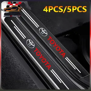 【4pcs】Sticker Mobil Sticker Pelindung Sill Plate / Stiker Pelindung Pijakan Lantai Pintu Mobil / Universal Carbon Fiber Car Door Step Sill Plate Mobil Sticker Kendaraan