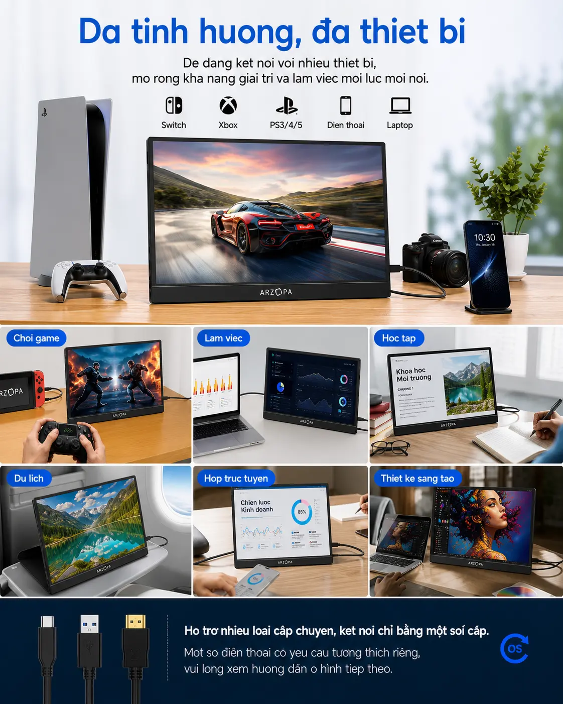 ARZOPA Màn hình di động,1920 * 1080P, Loại IPS, Tương thích với iPad, PC, Mac, Điện thoại, Xbox, Switch, PS4, USB-C và HDMI | BigBuy360 - bigbuy360.vn ARZOPA Màn hình di động,1920 * 1080P, Loại IPS, Tương thích với iPad, PC, Mac, Điện thoại, Xbox, Switch, PS4, USB-C và HDMI | BigBuy360 - bigbuy360.vn
