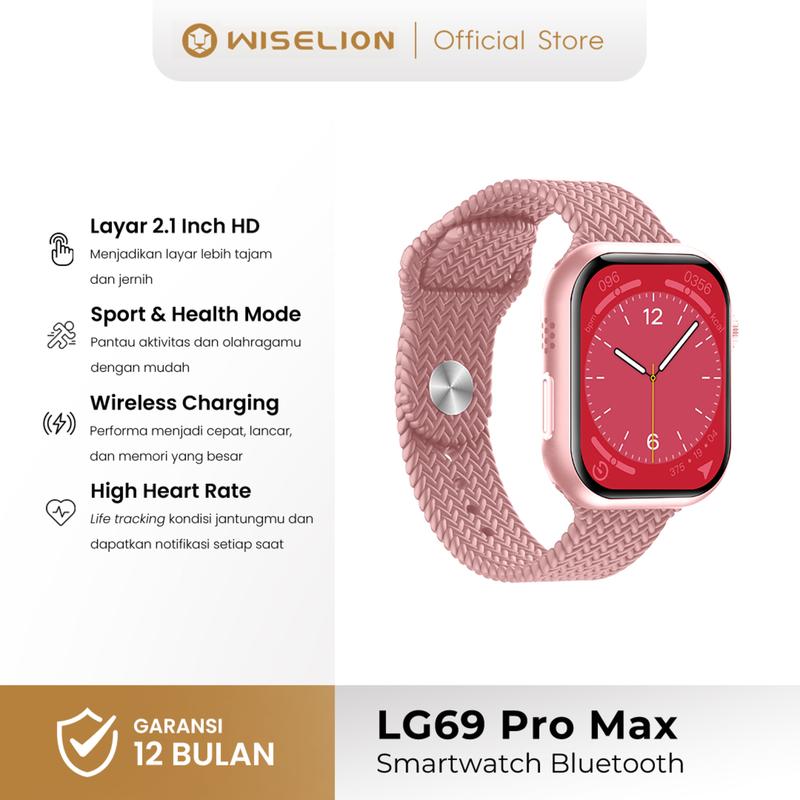Smartwatch WISELION Bluetooth LG69 Pro Max Sport Health Mode Hi-Fi Sound Music Express Pink